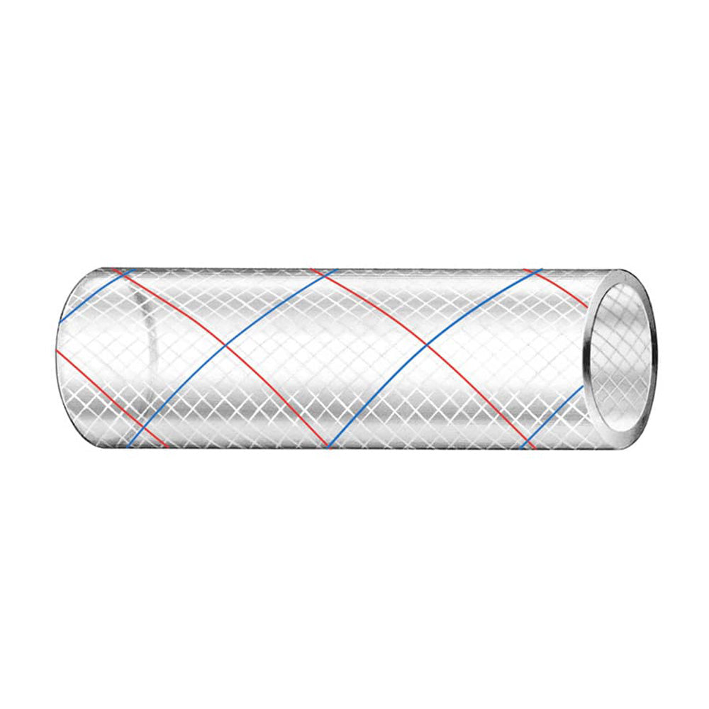 Trident Marine 162-1006 Trident Marine 1" x 50' Clear Reinforced PVC Hose Tubing - Red & Blue Tracer