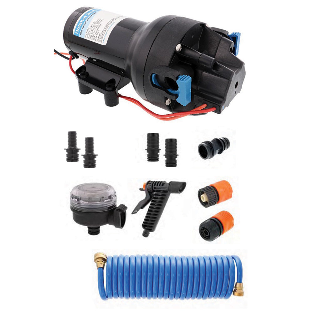 Jabsco P501J-119N-4A Jabsco HotShot HD5 Heavy Duty Washdown Pump Kit w/25' HoseCoil - 12V - 5GPM - 70PSI