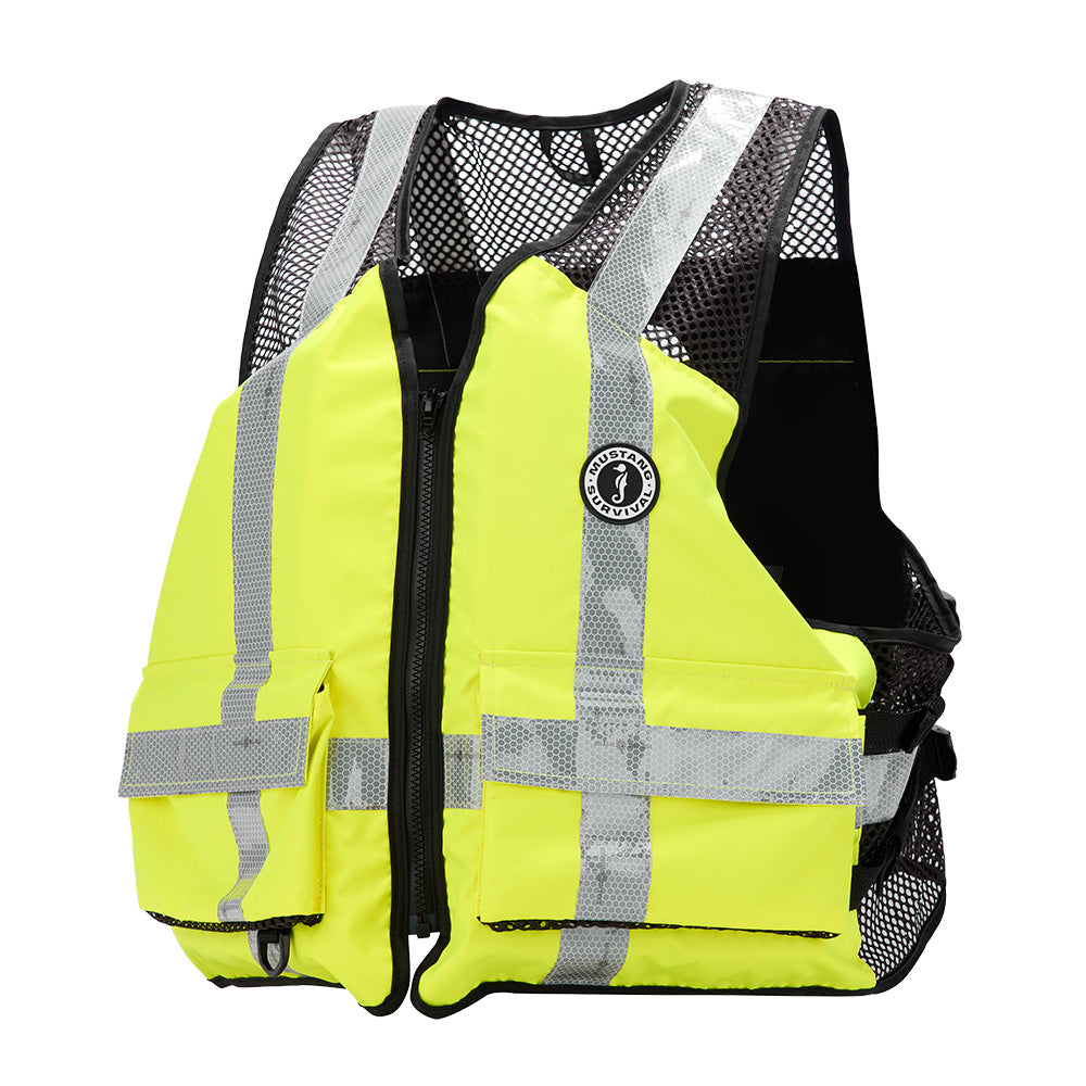 Mustang Survival MV1254T3-239-XXL/XXXL-279 Mustang Industrial Mesh Vest - Hi-Vis Fluorescent Yellow Green - XXL/3XXL