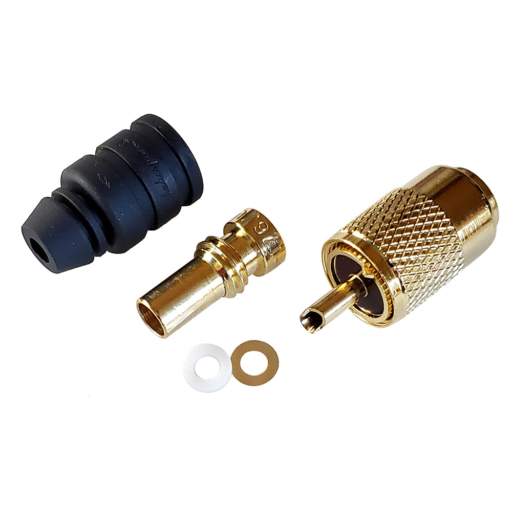 Shakespeare PL-259-58-G Shakespeare PL-259-58-G Gold Solder-Type Connector w/UG175 Adapter & DooDad® Cable Strain Relief f/RG-58