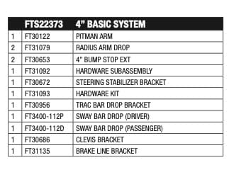 FABTECH FTS22373 Fabtech - FTS22373-4' BASIC SYSTEM BOX