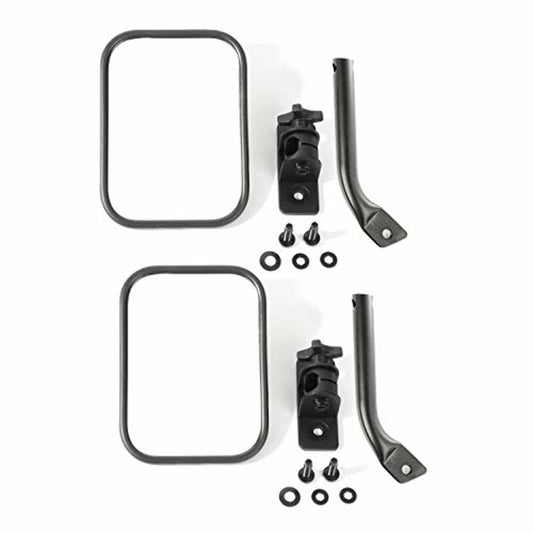 RUGGED RIDGE 11025.22 Rugged Ridge | Stubby Trail Mirror, Rectangular Pair, Textured Black | 11025.22 | Fits 1997-2018 Jeep Wrangler