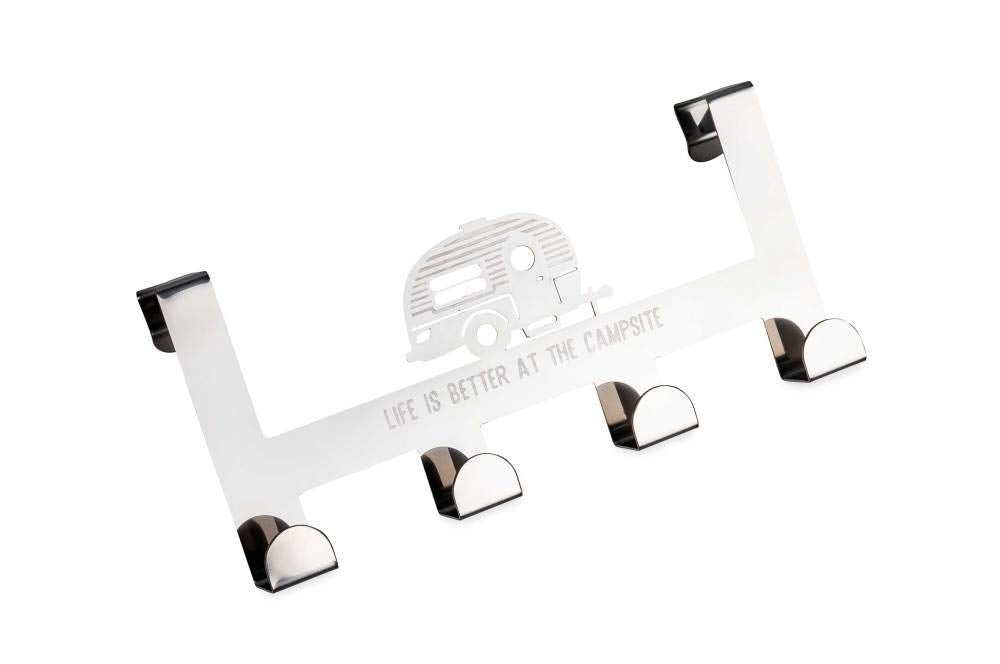 CAMCO 53388 Camco Life is Better at The Campsite Over The Door Hooks & Towel Hanger - Convenient to Use and Fits Up to 1-1/2-Inch Thick Standard Interior Doors (53388)