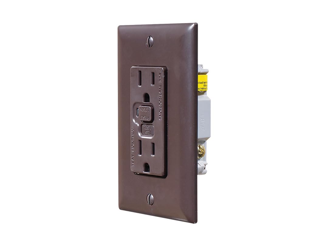 RV DESIGNER S805 RV Designer S805 - Brown Dual GFCI AC Outlet with Cover Plate