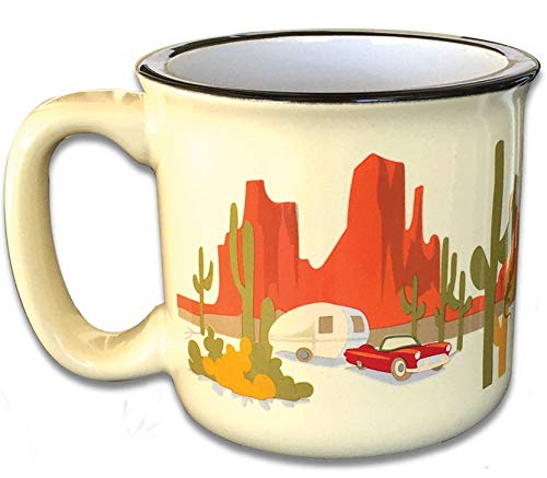 CAMP CASUAL CC-004Y Ceramic Coffee Mug - 15 oz Retro Inspired Camping Mug - for Hot & Cold Drinks - Works as a Tea, Soup, & Coffee Mug - Stylish, Versatile, & Microwaveable Camping Coffee Mugs by Camp Casual
