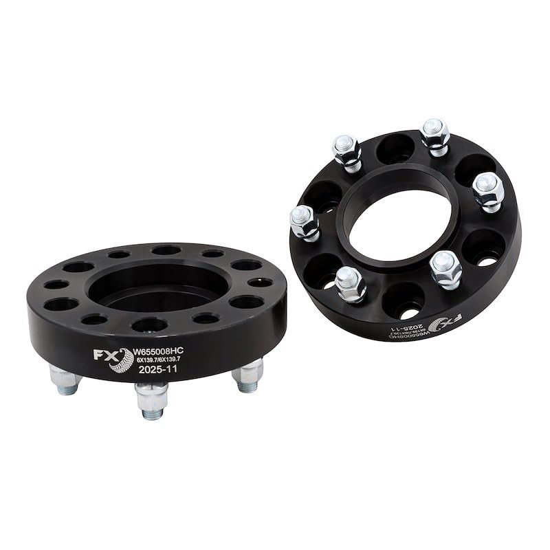 TRAILFX W655008HC Trailfx Wheel Spacer W655008HC, 6 x 5.50 Inch Bolt Pattern, 1.25 Inch Thickness, Wheel Stud Mount, 95 Millimeter Hub Size, Black, Aluminum, Set of 2, 12 Set of Bolts and Nuts, Hub Centric