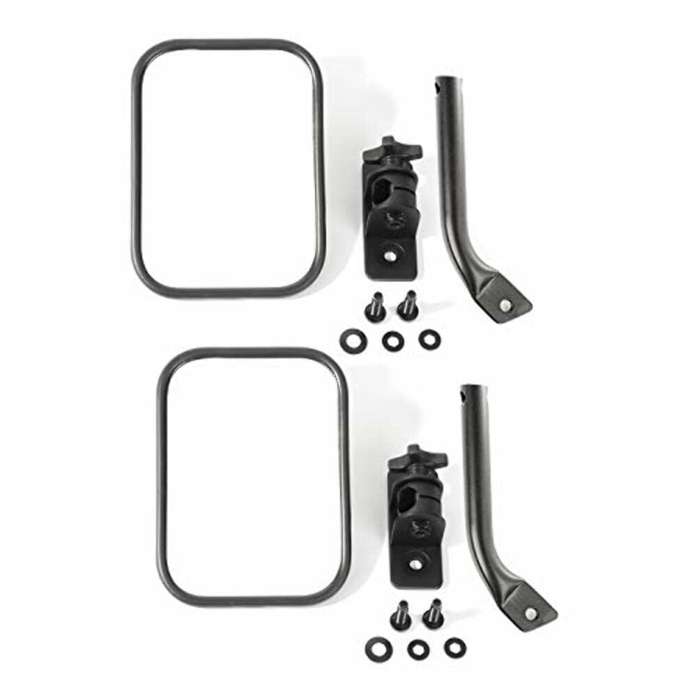 RUGGED RIDGE 11025.22 Rugged Ridge | Stubby Trail Mirror, Rectangular Pair, Textured Black | 11025.22 | Fits 1997-2018 Jeep Wrangler