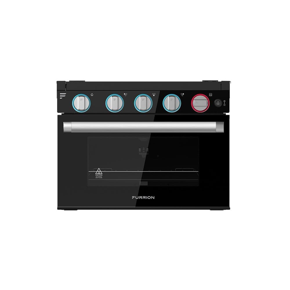 FURRION LLC FGR17G3MA2B-BG Furrion® - 17" 3-Burner All Glass Gas Range with FFD - Led Knobs - Black Glass with Silver Handle