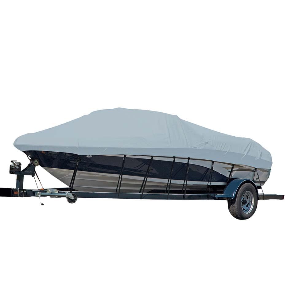 CARVER 77119S-11 Carver 77119S-11 Styled-to-Fit Boat Cover for V-Hull I/O Runabout Boats (Including Euro-Style) with Windshield and Hand or Bow Rails - 19'6", Mist Gray