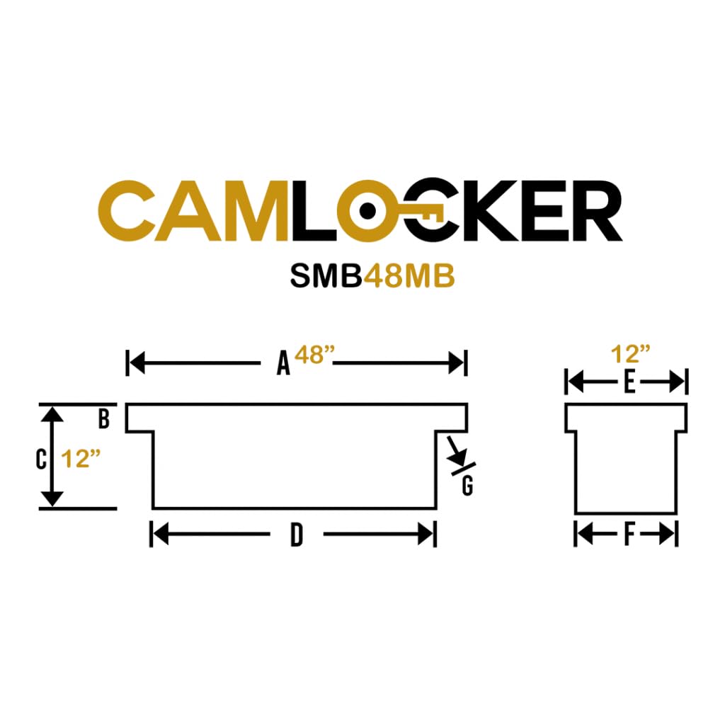 CAMLOCKER SMB48_MB Camlocker SMB48MB 48in Aluminum Side Mount Tool Box - Matte Black, Weather Tight Construction, Sliding Tool Tray Organizer, Made in USA