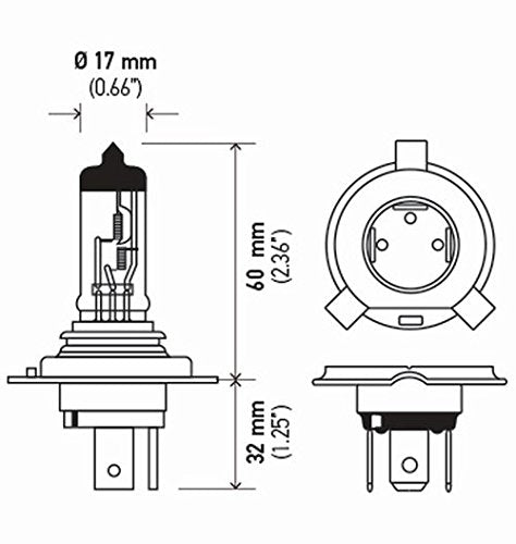 HELLA H4P45T HELLA H4 P45T Standard Halogen Bulb, 12 V, 60/55W