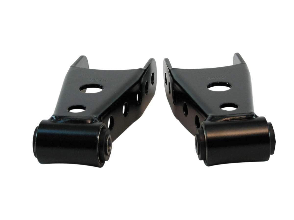 BELLTECH 6400 Bell Tech Spring Shackle, 2 in Lowering, Rubber Bushings, Steel, Black Powder Coat, compatible with GM Fullsize Truck 1988-2018, Pair