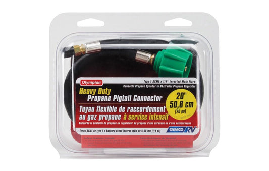 CAMCO 59073 Camco Pigtail Propane Hose Connector | Rated for 200,000 BTUs per Hour | 20-inches (59073)