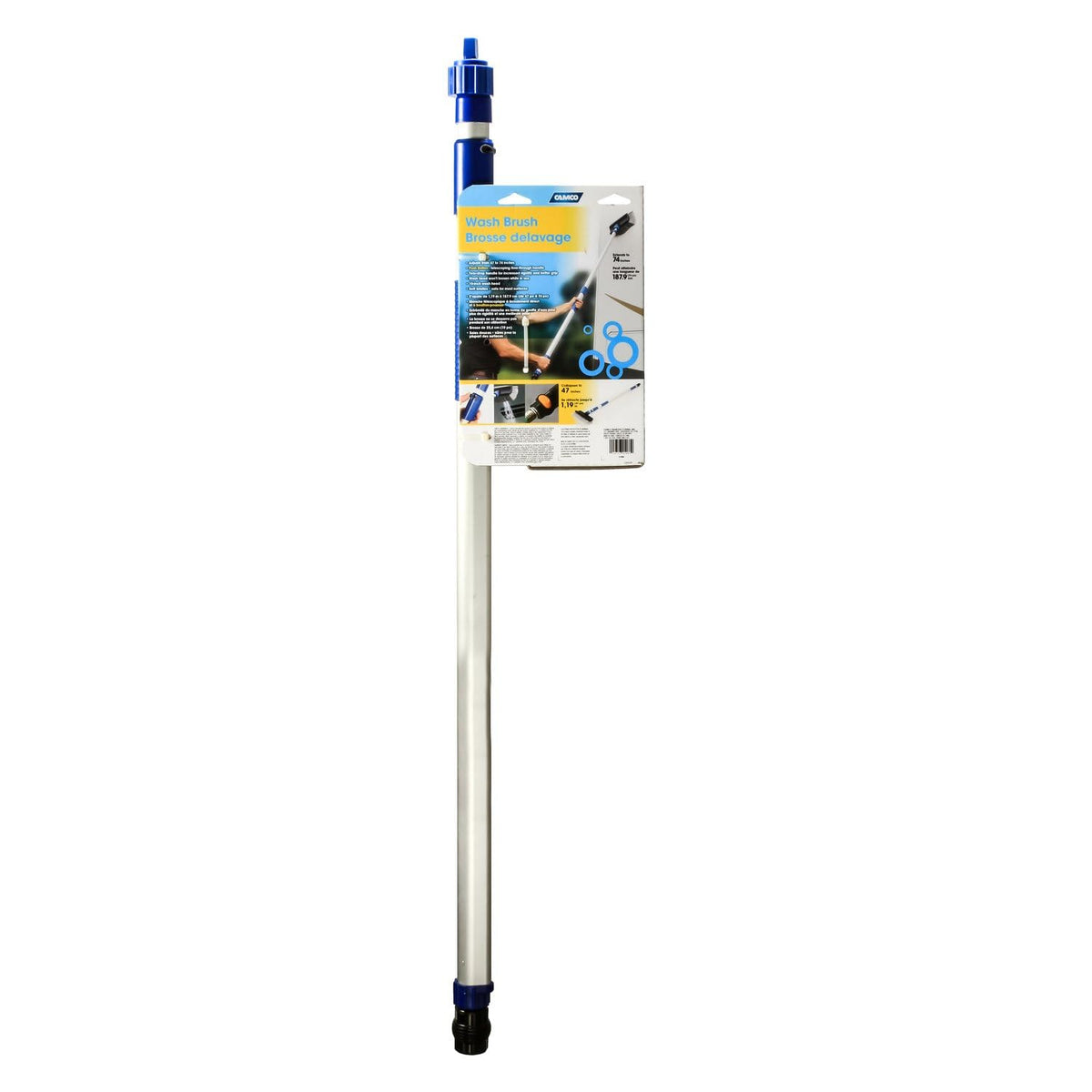CAMCO 41960 Camco Flow-Through Wash Brush with Push Button Telescoping Handle - Connect to Standard Water Hose to Clean Your Vehicle | Great for RV, Truck Boat and Car Washing - (41960)