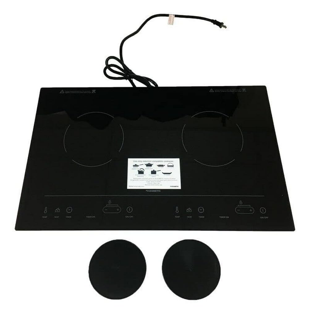 DOMETIC 55889 Dometic 2-Burner Drop-In Electric Induction Cooktop, Black