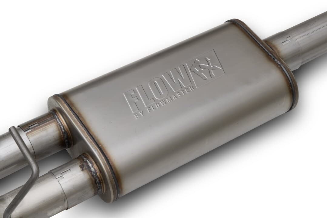 FLOWMASTER 717987 Flowmaster 717987 FlowFX Cat-Back Exhaust Kit 3.5 to Dual 3 Inch Stainless 4 Inch Black Tips Compatible with 2011-2019 Chevy Silverado GMC Sierra 2500/3500HD Crew Cab 6.5 Foot Bed 6.0L 2/4WD