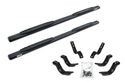 GO RHINO 104451687T Go Rhino 4" Oval 1000 Series Sidesteps & Brackets | Mild Steel, Textured Black | 104451687T | Fits 2020-2024 Jeep Gladiator JT, 4-Door