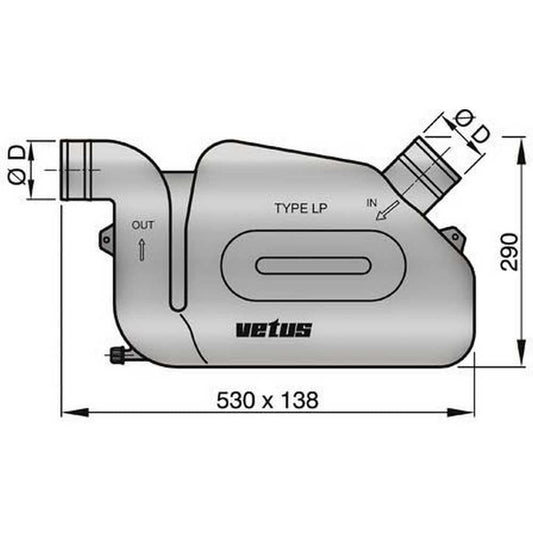 VETUS WLOCKLP60 Vetus WLOCKLP60 PLASTIC WATERLOCK2.4'FOR LONG HOSES