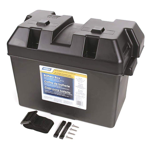CAMCO 55372 Camco Large Battery Box with Straps and Hardware - Group 27, 30, 31 |Safely Stores RV, Automotive, and Marine Batteries | Measures Inside 7-1/4" x 13-1/4" x 8-5/8" | (55372)
