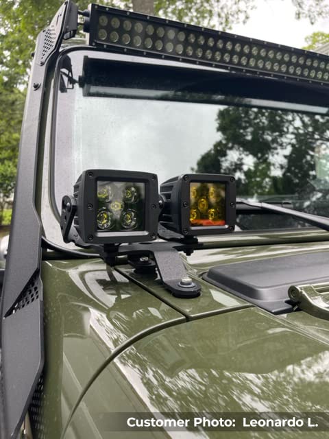 GO RHINO 730500T Go Rhino - 730500T - Go Rhino! 730500T Windshield Lightmount for Compatible with/Replacement for Jeep JL & JT Gladiator, Textured Black