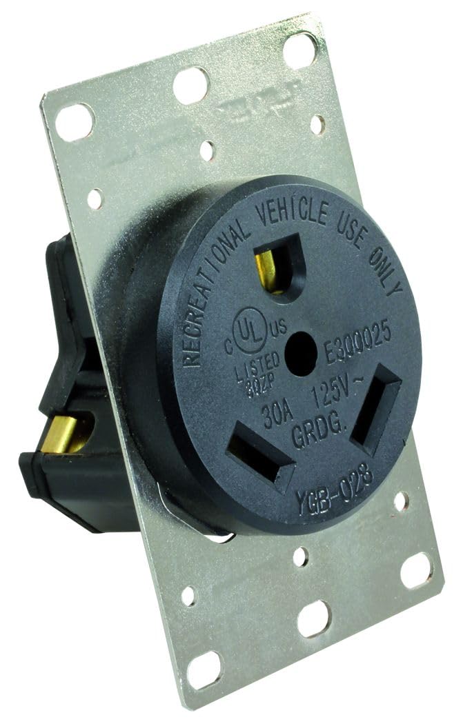 JR PRODUCTS 15075 JR Products 15075 30 Amp Receptacle with Mounting Plate