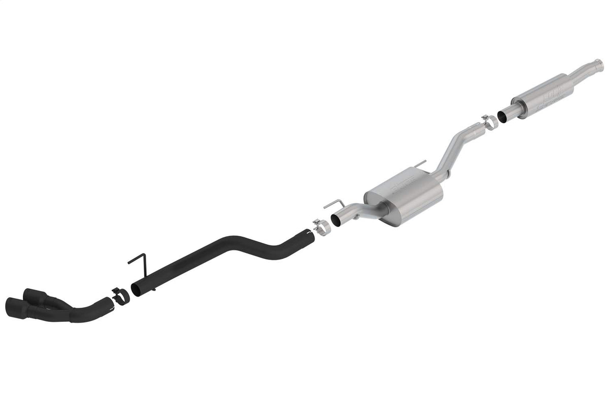 BORLA 140812CB T-304 Stainless Steel, with Muffler, 2-3/4IN Pipe Diameter, Single Exhaust with Dual EX