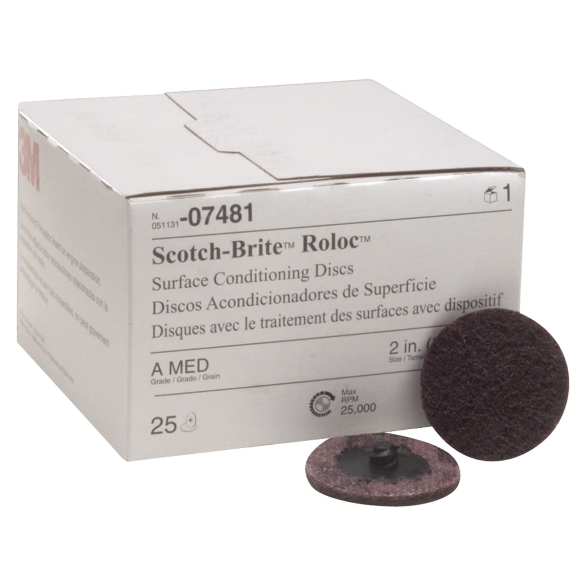 3M 07481 3M Scotch-Brite Roloc Surface Conditioning Disc, TR 07481, 2" x NH AMED, 50 per Case