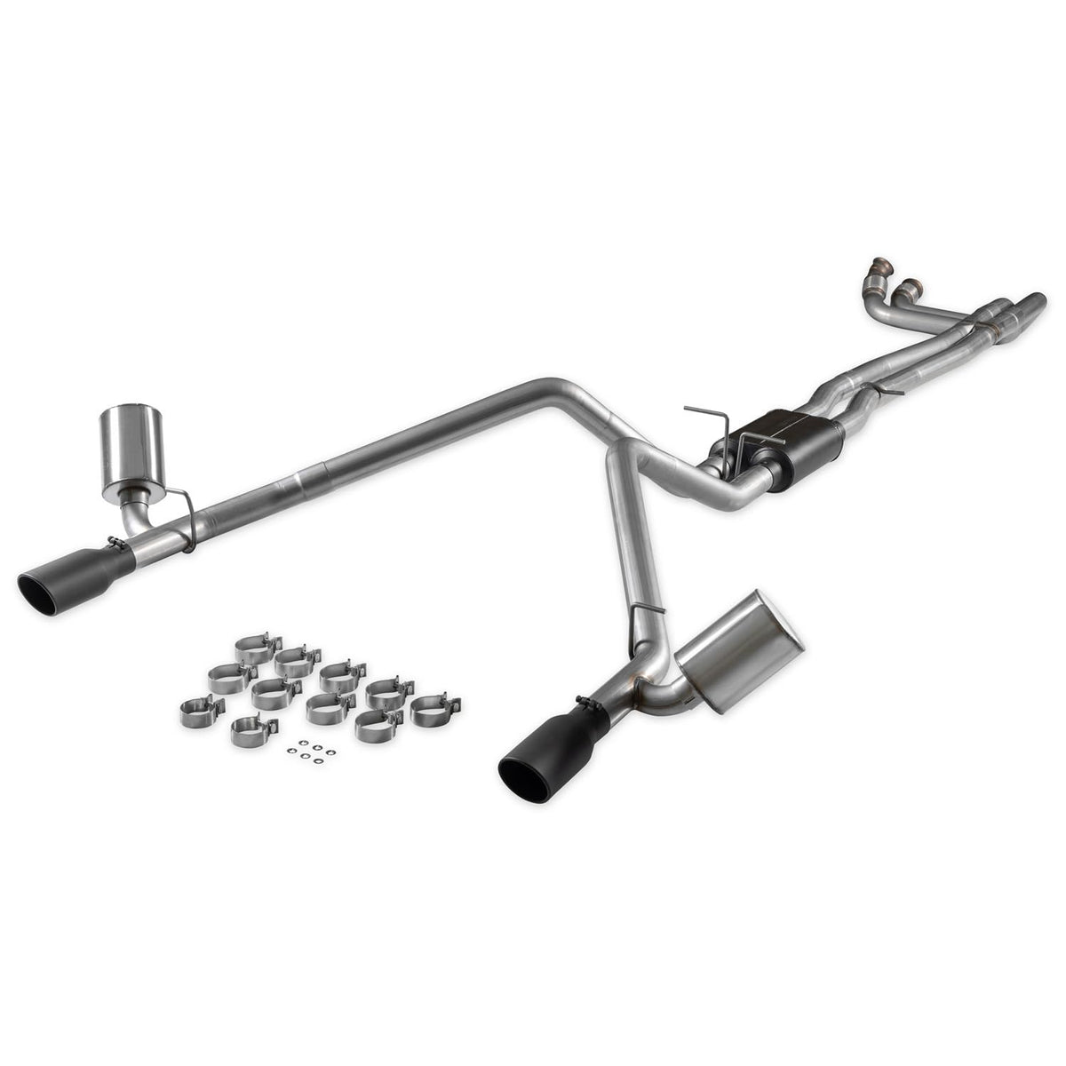 FLOWMASTER 818199 Flowmaster Exhaust System, American Thunder, Cat-Back, 3 in Diameter, Dual Rear Exit, 4.5 in Black Tips, Stainless, Natural, Kit