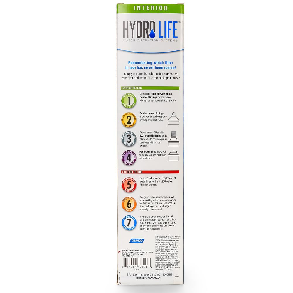 CAMCO 52101 Hydro Life 52101 HL-170 QC Under Counter Replacement Filter , White