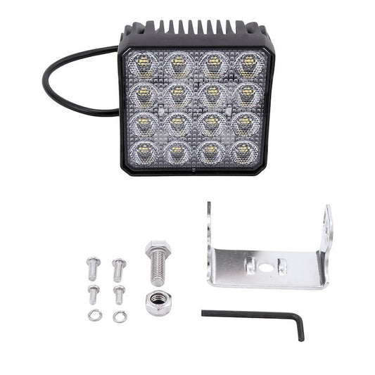 TRAILFX 4X4WLAMF1 TrailFX 4X4WLAMF1 Square LED Work Light 4 Inch 80W Flood Beam Dual White and Amber Flash 11200 Raw Lumens Black Aluminum Pedestal Mount with Installation Hardware