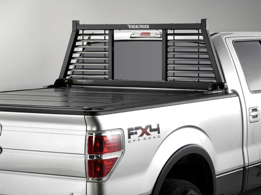 BACKRACK 149LV RealTruck BACKRACK Half Louvered Rack Frame Only | Black, No Drill | 149LV | Fits 2019-2025 Chevrolet/GMC Silverado/Sierra 1500; 2008-2019 & 2022-2025 Toyota Tundra; 2004-2025 Ford F-150 & Others