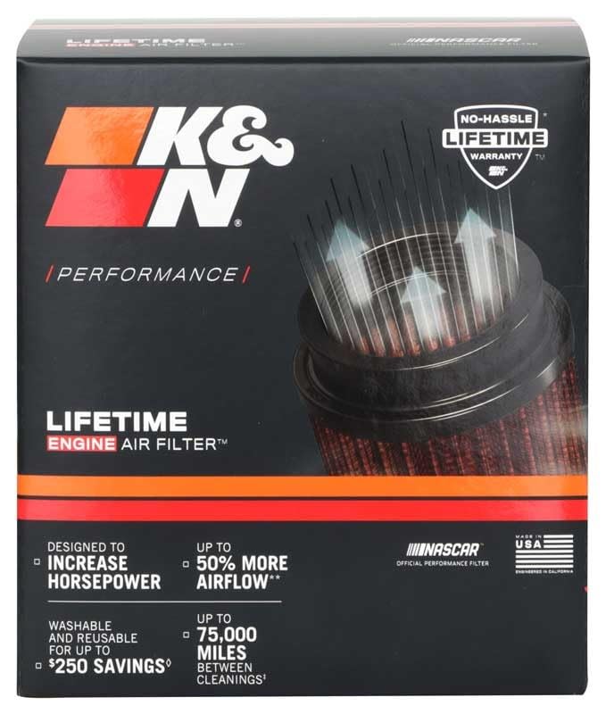 K&N FILTER RU-9920 K&N High-Flow Original Lifetime Universal Clamp-On Air Filter: Performance, Premium, Washable: Flange Diameter: 3.5 In, Filter Height: 3.688 In, Flange Length: 1.375 In, Type: Round Straight, RU-9920