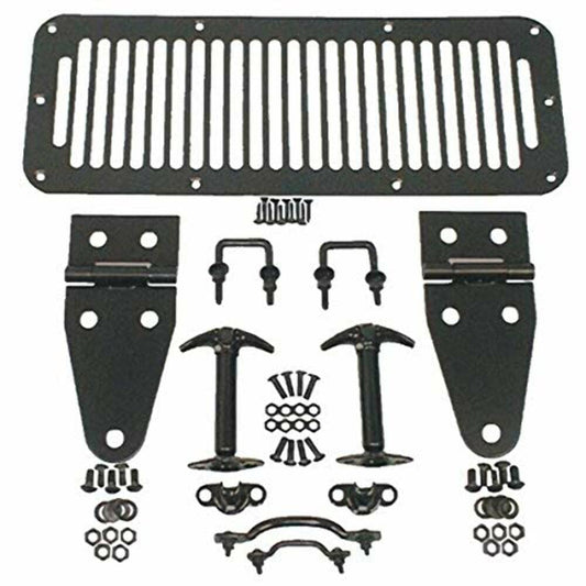 RUGGED RIDGE 11201.01 Rugged Ridge Hood Kit - Fits 1976–1986 Jeep CJ & 1987–1995 Jeep Wrangler YJ - Complete Hood Kit With Easy Installation & Rugged Look