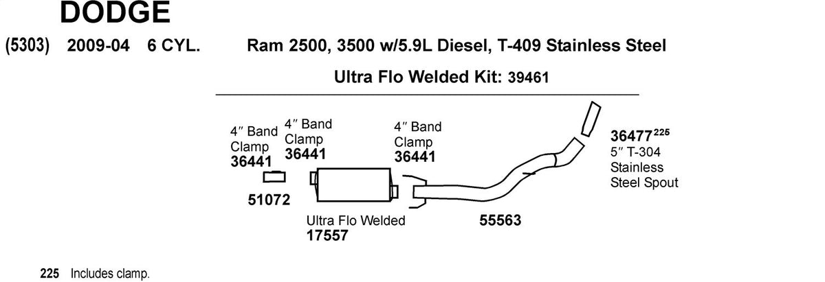 DYNOMAX 51072 Dynomax 51072 Exhaust Pipe for Dodge Ram 2500