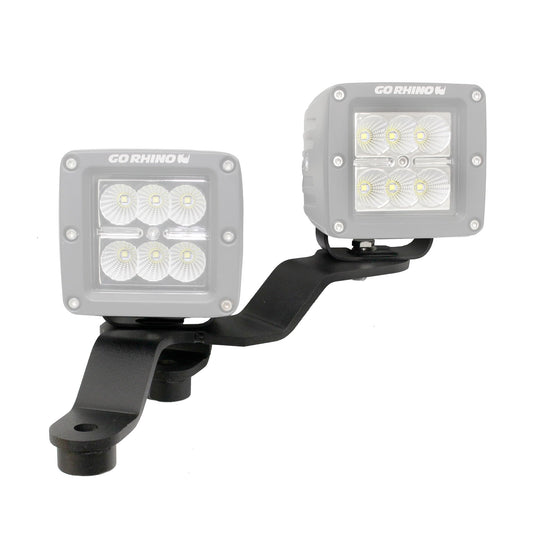 GO RHINO 730231T Go Rhino XE Windshield Cowl LED Light Mounts for Dual 3x3 LED Cubes Offset | Mild Steel, Textured Black | 730231T | Fits 2018-2024 Jeep Wrangler JL/JLU; 20-24 Jeep Gladiator JT Excludes Mojave