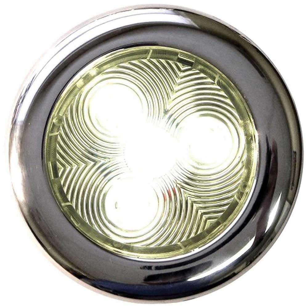 T-H MARINE LED-51827-DP T-H Marine Stainless LED Puck Light - 3 in Polished 304 Stainless Steel - Warm White 4 LED 12V - Dimmable Surface Mount with Hidden Fasteners - Epoxy Sealed - Polycarbonate Wide Angle Lens
