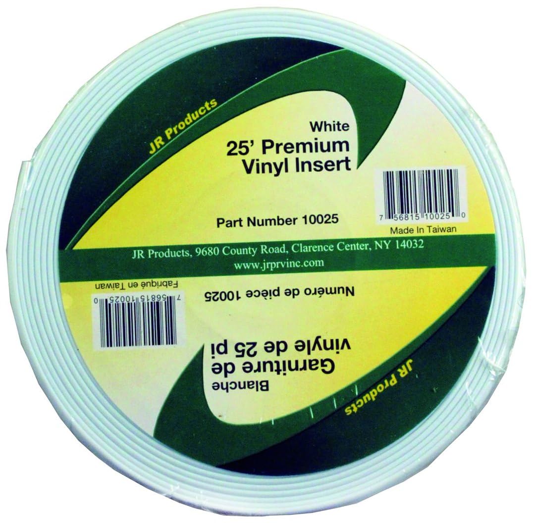 JR PRODUCTS 10025 JR Products 10025 Premium Vinyl Insert - White, 1" x 25'