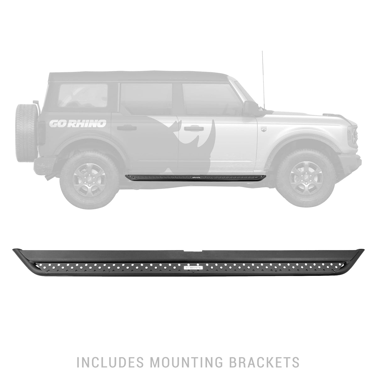 GO RHINO DSS4129T RealTruck Dominator Xtreme DSS Sidestep & Brackets – Mild Steel, Textured Black – DSS4129T – Fits 2021-2026 Ford Bronco 2-Door (Excludes Bronco Sport)