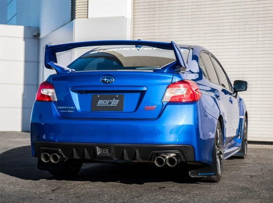 BORLA 140595 BORLA 140595 Cat-Back Perf. Exhaust Sys. for 2015-2021 Subaru Impreza WRX & WRX STI 2.0L/ 2.5L 4 Cyl. T-304 SS S-TypeDual Split Rear Exit Dual 3.5" Round Polished T-304 Stainless Tips Each Side