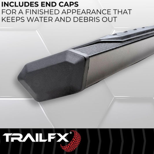 TRAILFX AL4016B TrailFX Nerf Bars Fits 2005-2023 Toyota Tacoma Access Cab 4-1/2 Inch Hexagonal Titanium Black Powder Coated Aluminum Side Steps with Step Pads Rocker Panel Mount Set of 2 Running Boards