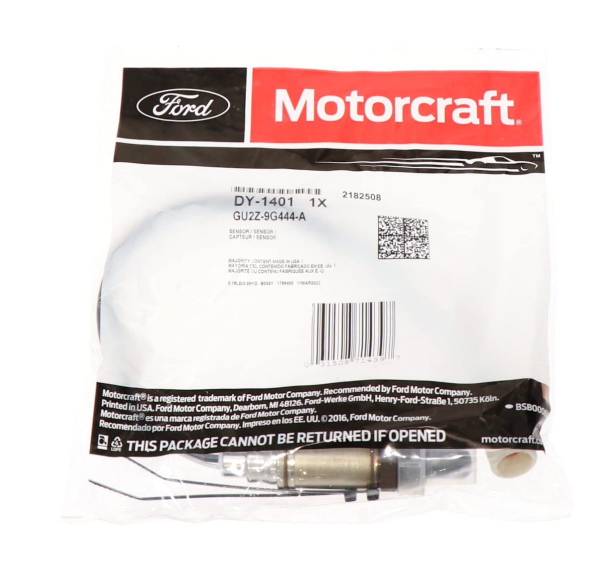 Motorcraft DY1401 SENSOR-EXHAUST GAS-OXYGEN