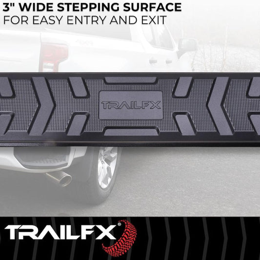 TRAILFX AL4022B Trailfx Truck Side Step Bars Fits 2022-2025 Toyota Tundra Crew Max 4.5-Inch Hexagonal Aluminum Nerf Bars Matte Textured Black Powder Coated, Step Pads Rocker Panel Mount AL4022B