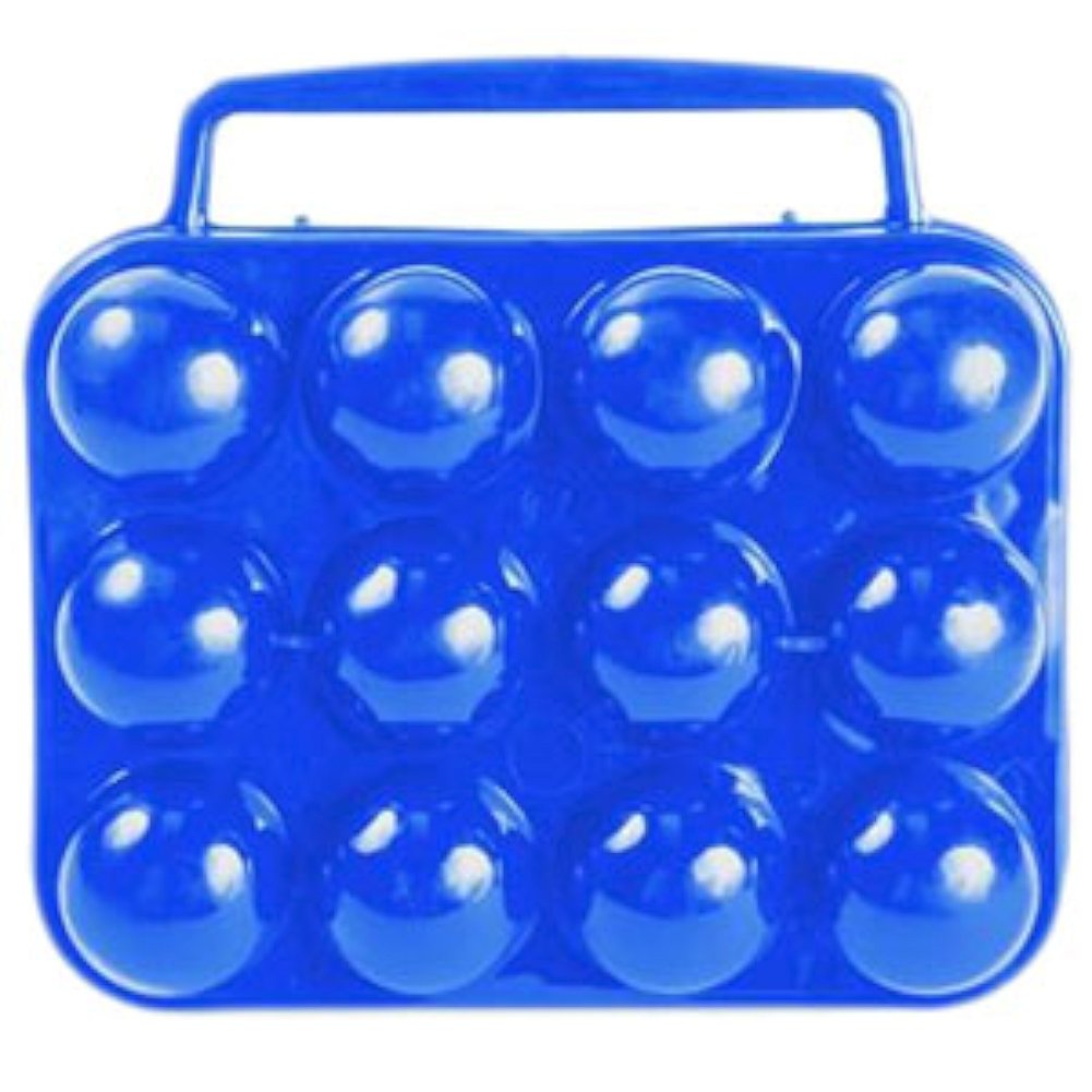 CAMCO 51015 Camco Egg Carrier Holder with Built-in Handle | Ideal for RVing, Camping, Tailgating, Picnics, Road Trips and More | Safely Carry Up to 12 Eggs | Blue (51015)