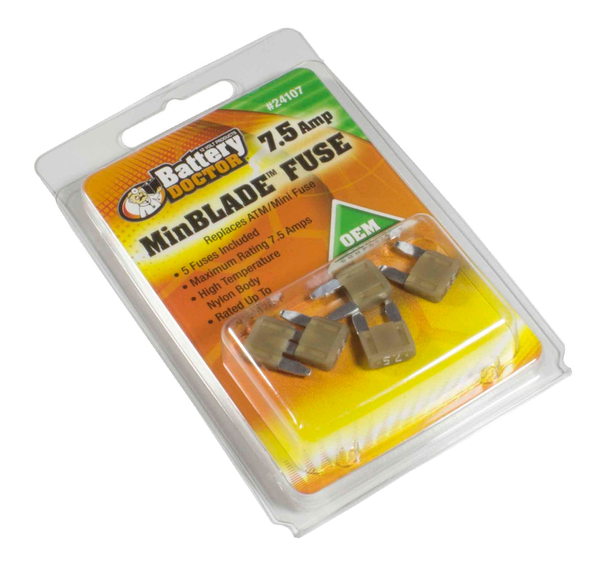 WIRTHCO 24107 WirthCo 24107 MINBLADE Fuses, Replaces ATM/Mini Fuses, 7.5 Amp, 5 Pack