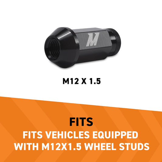MISHIMOTO MMLG-15-20LBK Mishimoto Aluminum Locking Black Lug Nuts Set, M12x1.5, 20 Pieces