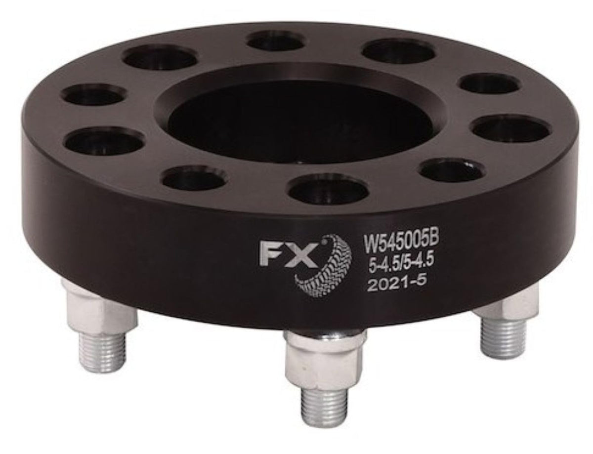 TRAILFX W545005HC Trailfx Wheel Spacer W545005HC, 5 x 4.50 Inch Bolt Pattern, 1.25 Inch Thickness, Wheel Stud Mount, 71.50 Millimeter Hub Size, Black, Aluminum, Set of 2, 10 Set of Bolts and Nuts, Hub Centric