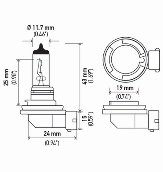 HELLA H11SB HELLA H11SB Single Blister Standard Halogen Bulb, 12V, 55W