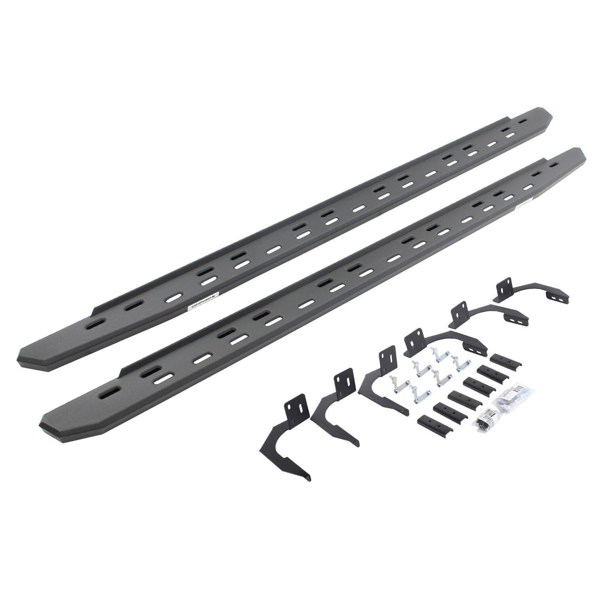 GO RHINO 69610687SPC Go Rhino RB30 Slim Running Boards & Brackets | Galvanized Steel, Textured Black | 69610687SPC | Fits 2009-2014 RAM 1500 Crew Cab; 2010-2024 RAM 2500, 3500 Crew Cab