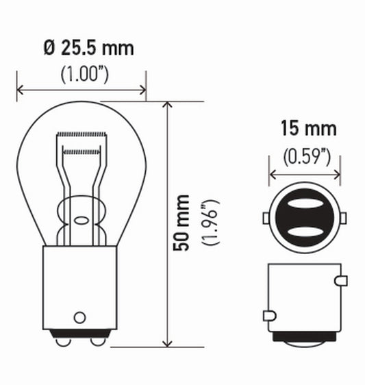 Hella 1157TB Bulb 1157 12V 27/8W Ba9S S8 (2), Multi