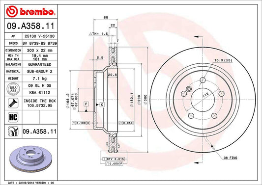BREMBO 09A35811C02 Brembo Disc Brake Rotor - 09.A358.11